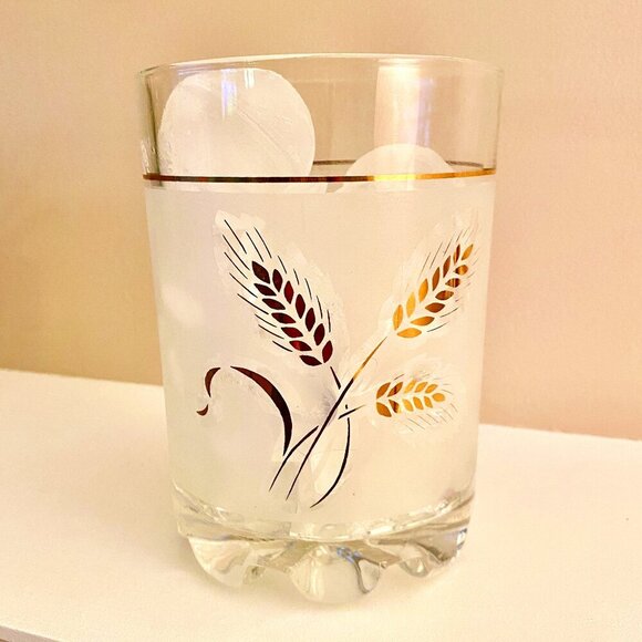 MCM Gold Wheat Frosted Glass Ice Bucket - Picture 2 of 10